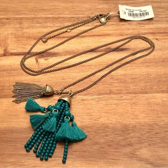 J.Crew | Beaded Tassel Necklace | 30” Adjustable - Picture 1 of 4